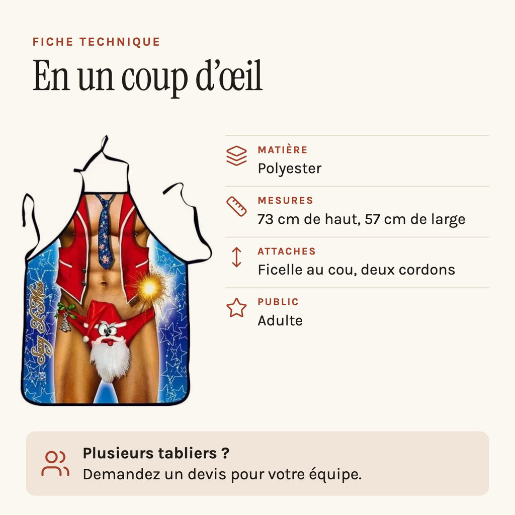 Tablier rigolo de Noël, fiche technique