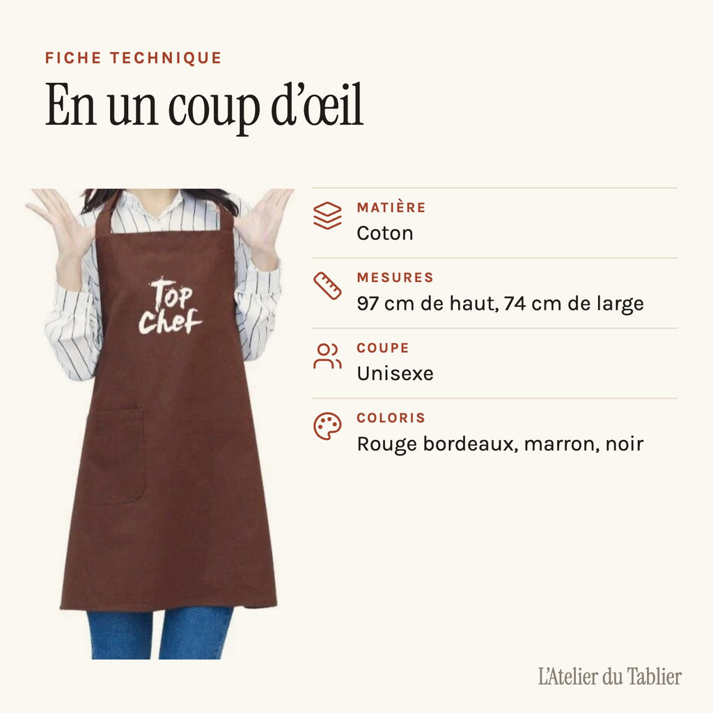Kochschürze Top Chef, technisches Datenblatt