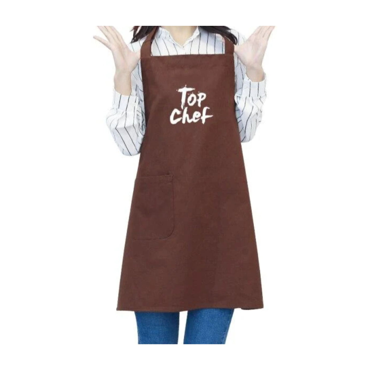 Kochschürze Top Chef, Braun, getragen