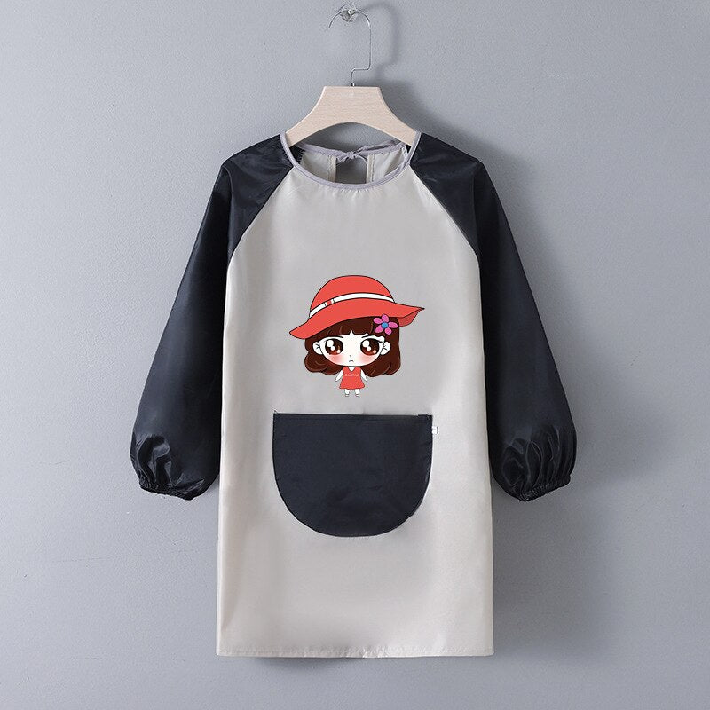 Tablier Ecole Fille Gris & Noir