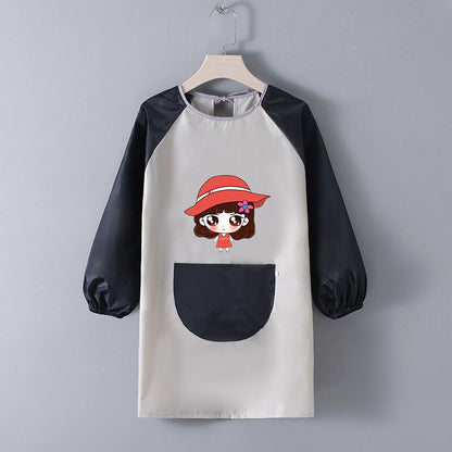Tablier Ecole Fille Gris & Noir