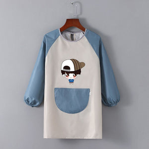 Tablier Ecole Garçon Gris & Bleu