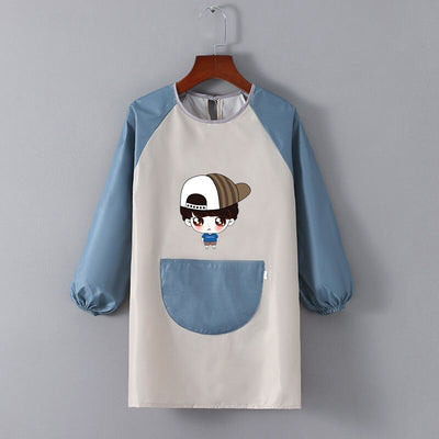 Tablier Ecole Garçon Gris & Bleu