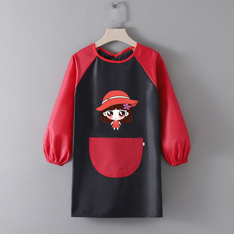 Tablier Ecole Fille Noir & Rouge