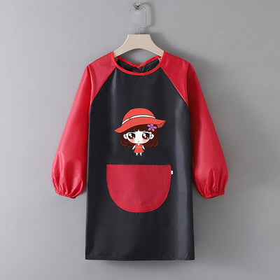 Tablier Ecole Fille Noir & Rouge