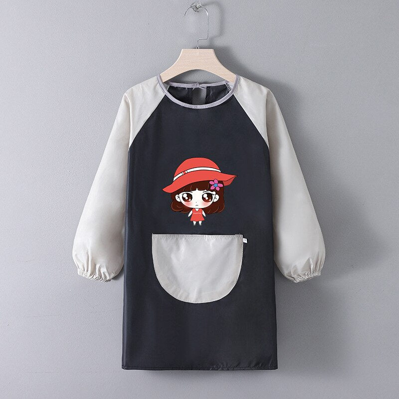 Tablier Ecole Fille Noir & Gris