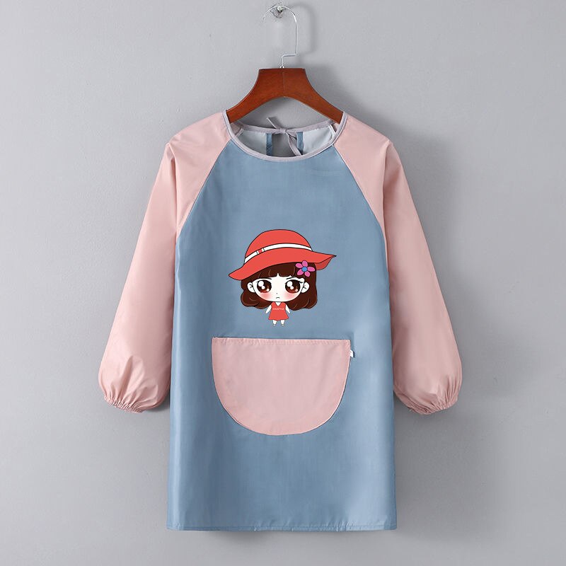 Tablier Ecole Fille Bleu & Rose