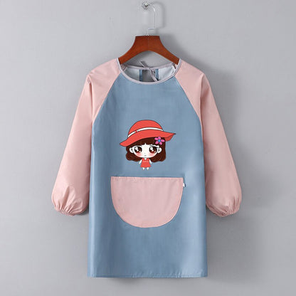 Tablier Ecole Fille Bleu & Rose