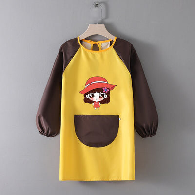 Tablier Ecole Fille Jaune & Marron