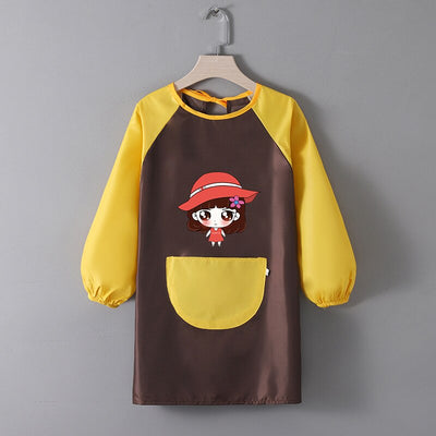 Tablier Ecole Fille Marron & Jaune