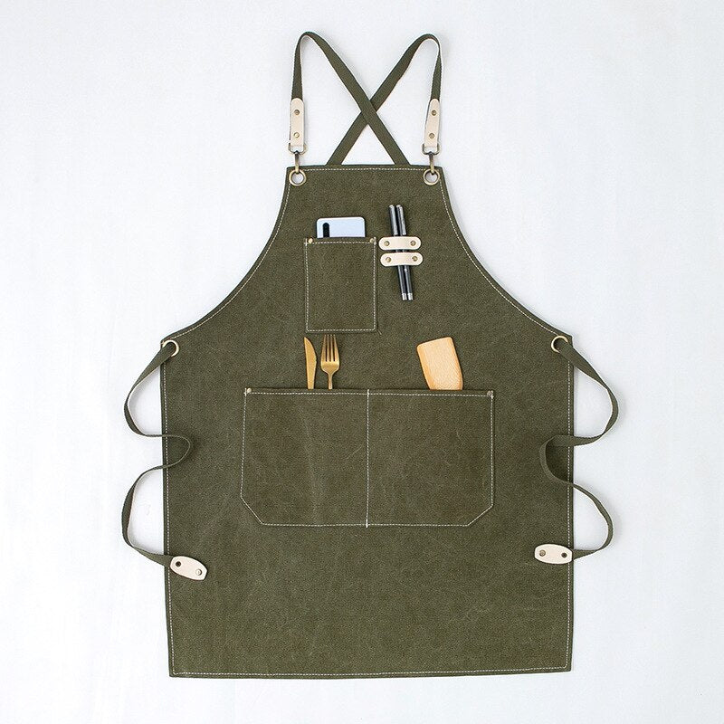 Tablier de Cuisine Homme Professionnel Kaki