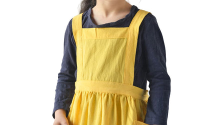 Robe Tablier Fille Jaune