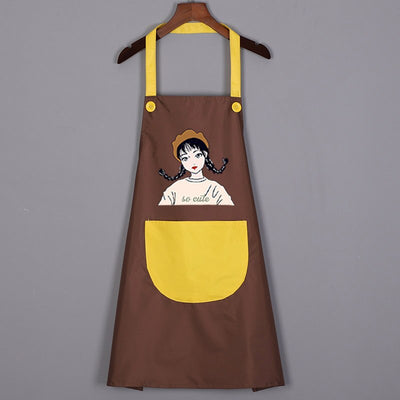 Tablier de Cuisine Femme Original Marron Jaune