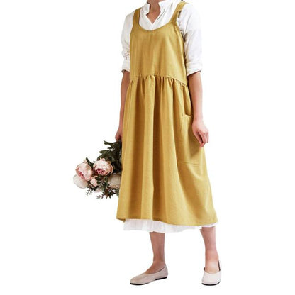 Tablier Japonais en Lin Jaune
