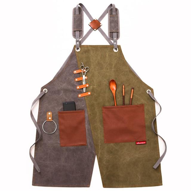 Tablier Professionnel de Cuisine Gris et Kaki