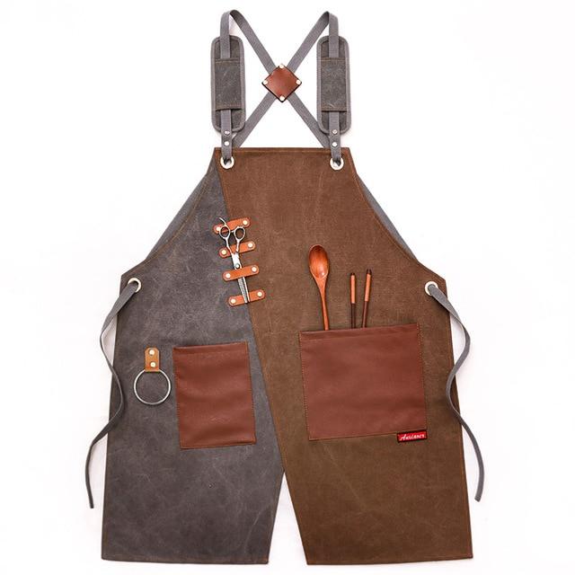 Tablier Professionnel de Cuisine Gris et Marron